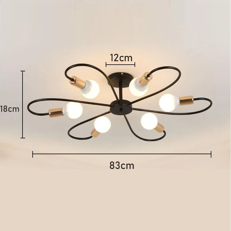 Lustre Industriel Rétro en Fer Forgé — 3, 6 ou 8 Têtes E27 | ATOME™