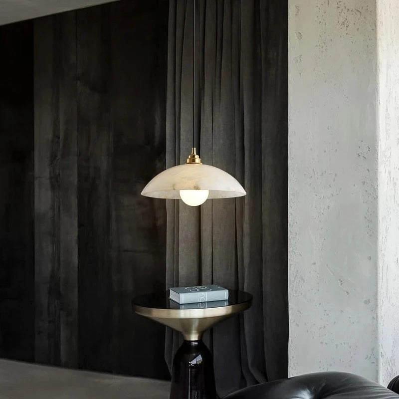 Suspension Disque en Marbre & Laiton — Lampe de Bar Style Nordique Minimaliste | MÉDAILLON™