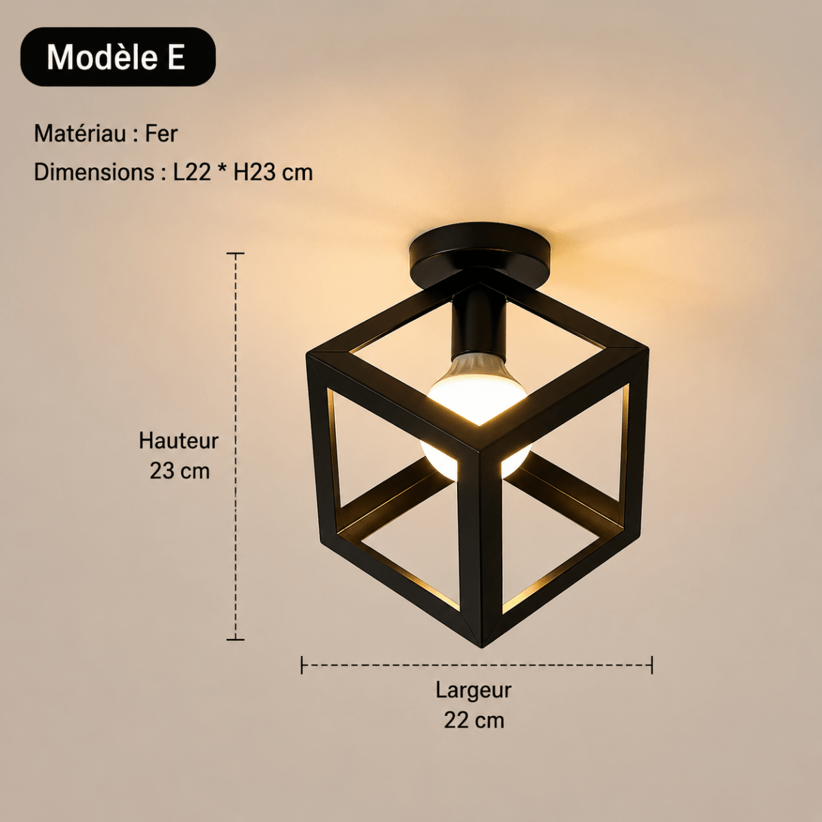 Plafonnier Cage Industriel Vintage en Fer Noir E27 — 5 Styles au Choix | FORGE™ - Lampes Design