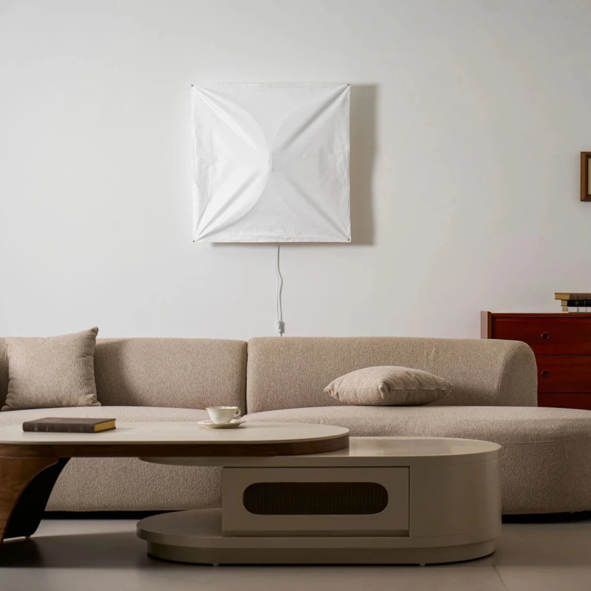 Plafonnier Carré en Tissu Ivoire — Lampe Style Italien Minimaliste | TOILE™ - Lampes Design