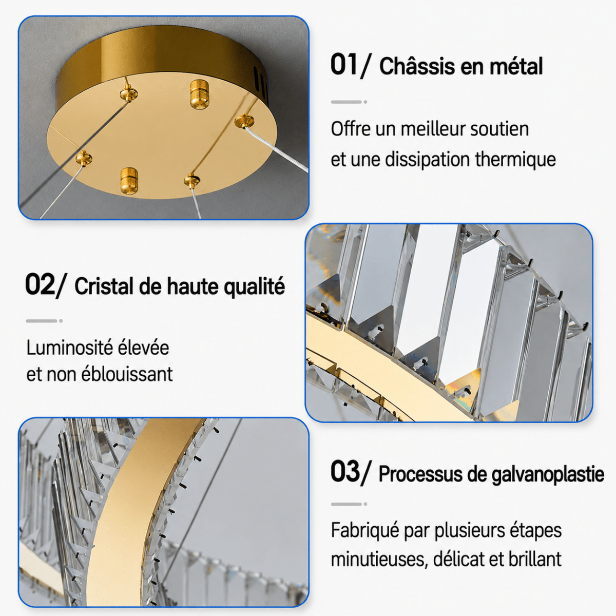 Plafonnier Cristal Luxe Nordique — Luminaire LED Dimmable Télécommande | IRALAN™ - Lampes Design