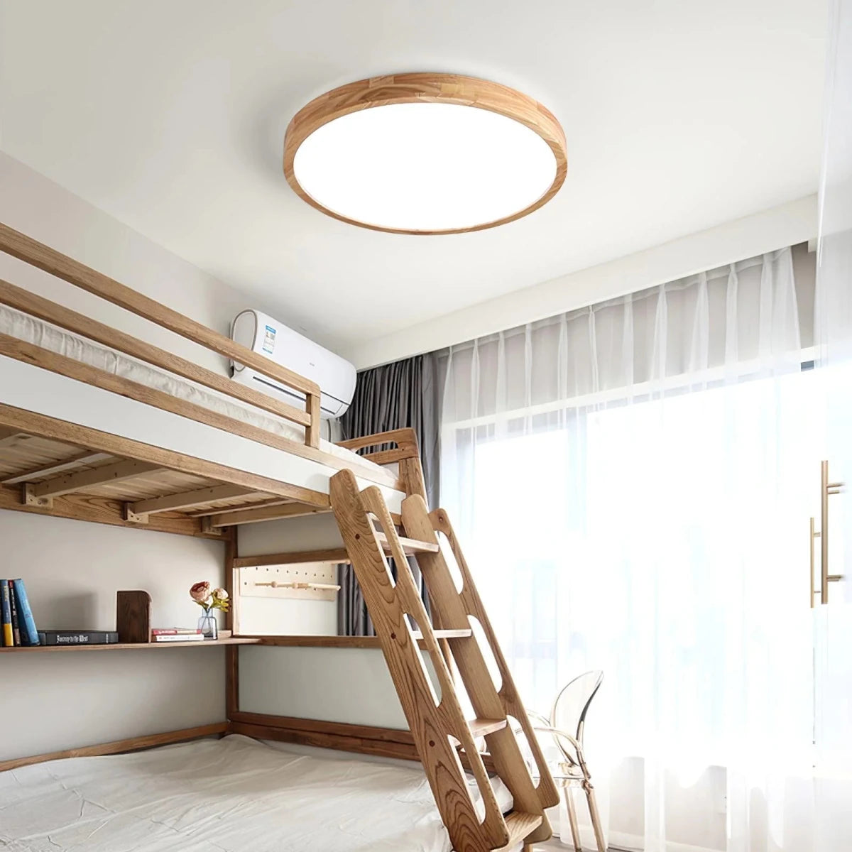 Plafonnier Design Bois Massif Rond Ultra-Fin pour Cuisine & Salle à Manger | LUNE™ - Lampes Design