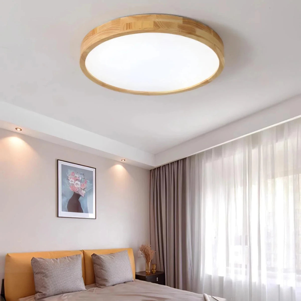 Plafonnier Design Bois Massif Rond Ultra-Fin pour Cuisine & Salle à Manger | LUNE™ - Lampes Design