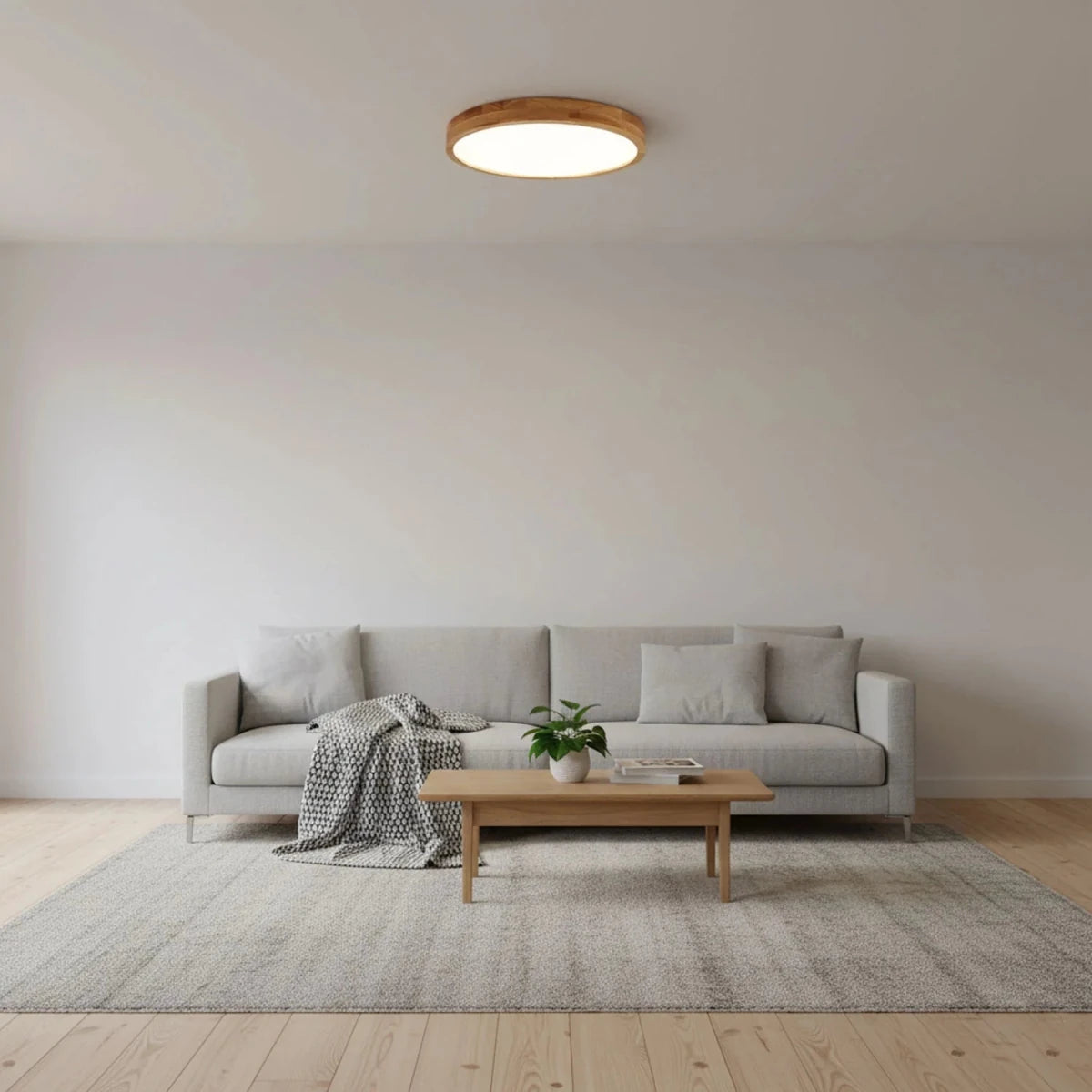 Plafonnier Design Bois Massif Rond Ultra-Fin pour Cuisine & Salle à Manger | LUNE™ - Lampes Design