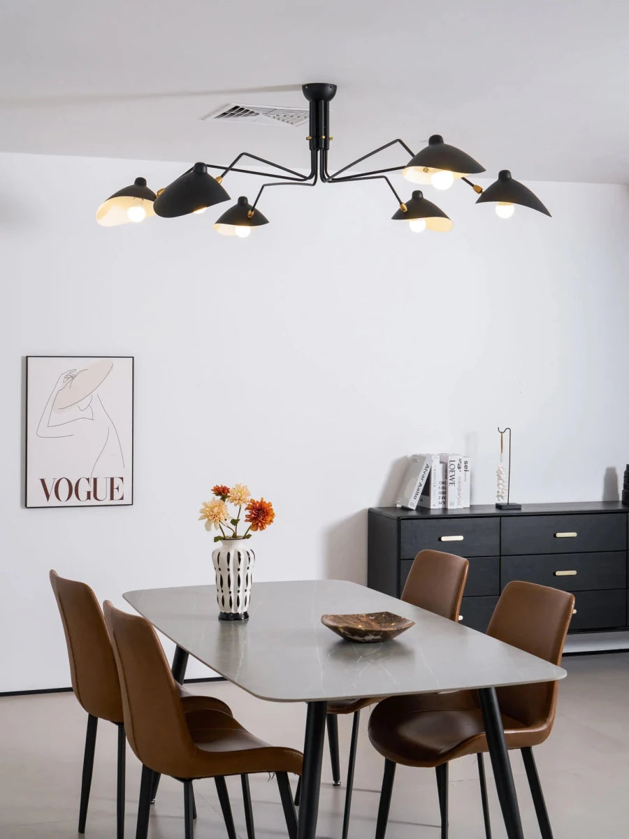 Plafonnier Design Multi-Bras Sculptural Noir & Blanc pour Salon & Salle à Manger | PIEUVRE™ - Lampes Design