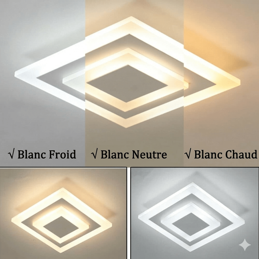 Plafonnier LED Compact Design Carré - Éclairage Blanc Chaud | LAMIA - Lampes Design