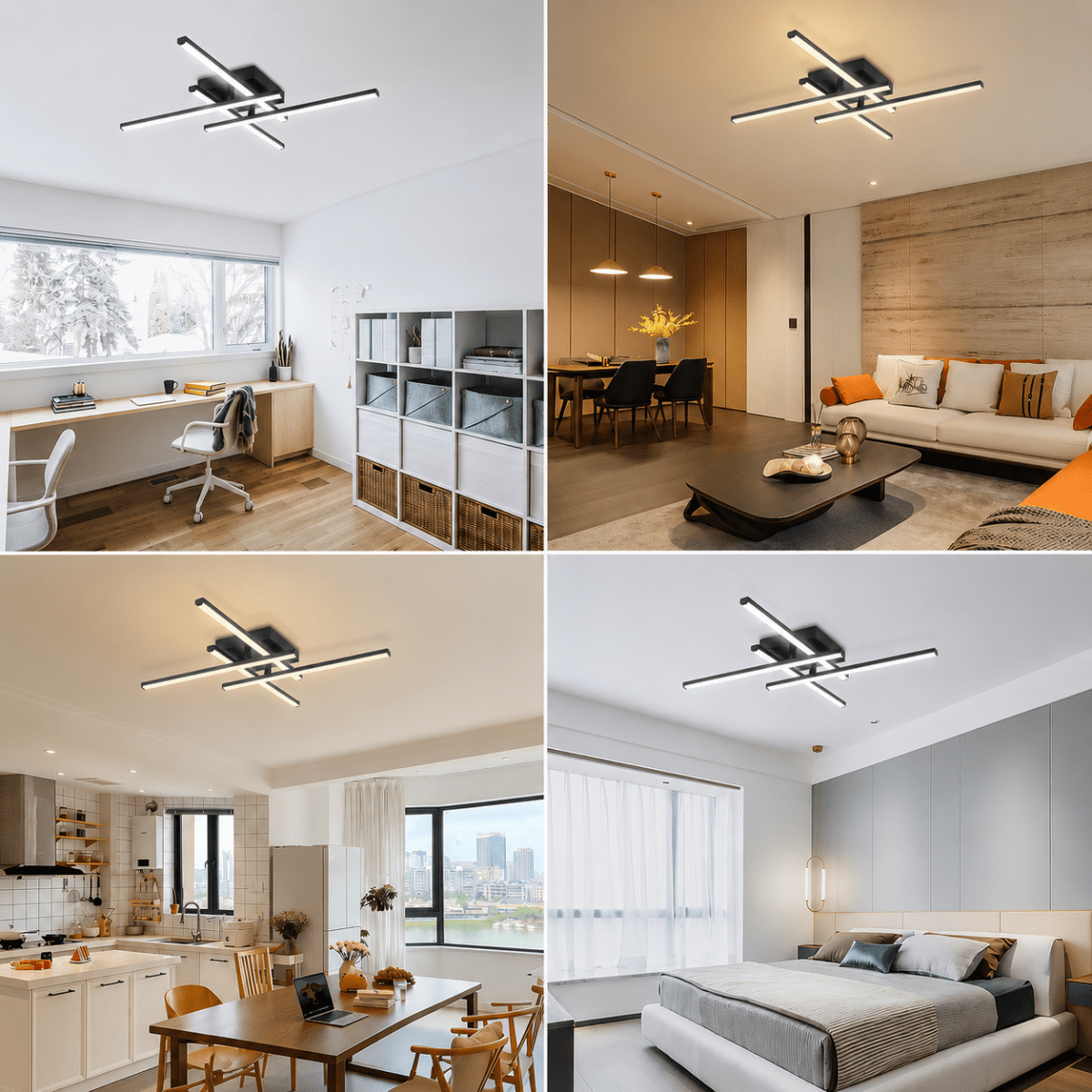 Plafonnier LED Design Géométrique Noir Angulaire — Luminaire Minimaliste Moderne | ANGULO™ - Lampes Design