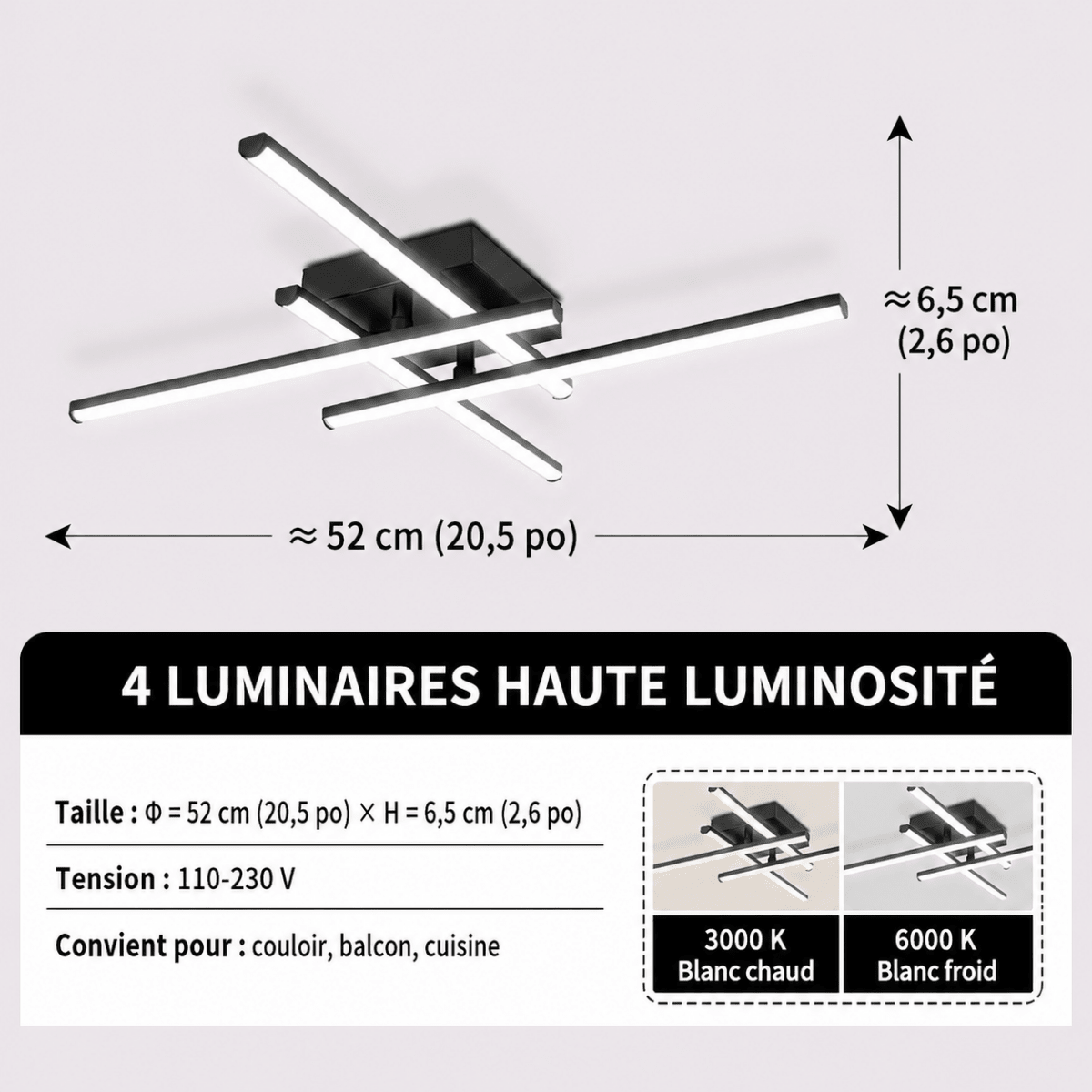 Plafonnier LED Design Géométrique Noir Angulaire — Luminaire Minimaliste Moderne | ANGULO™ - Lampes Design