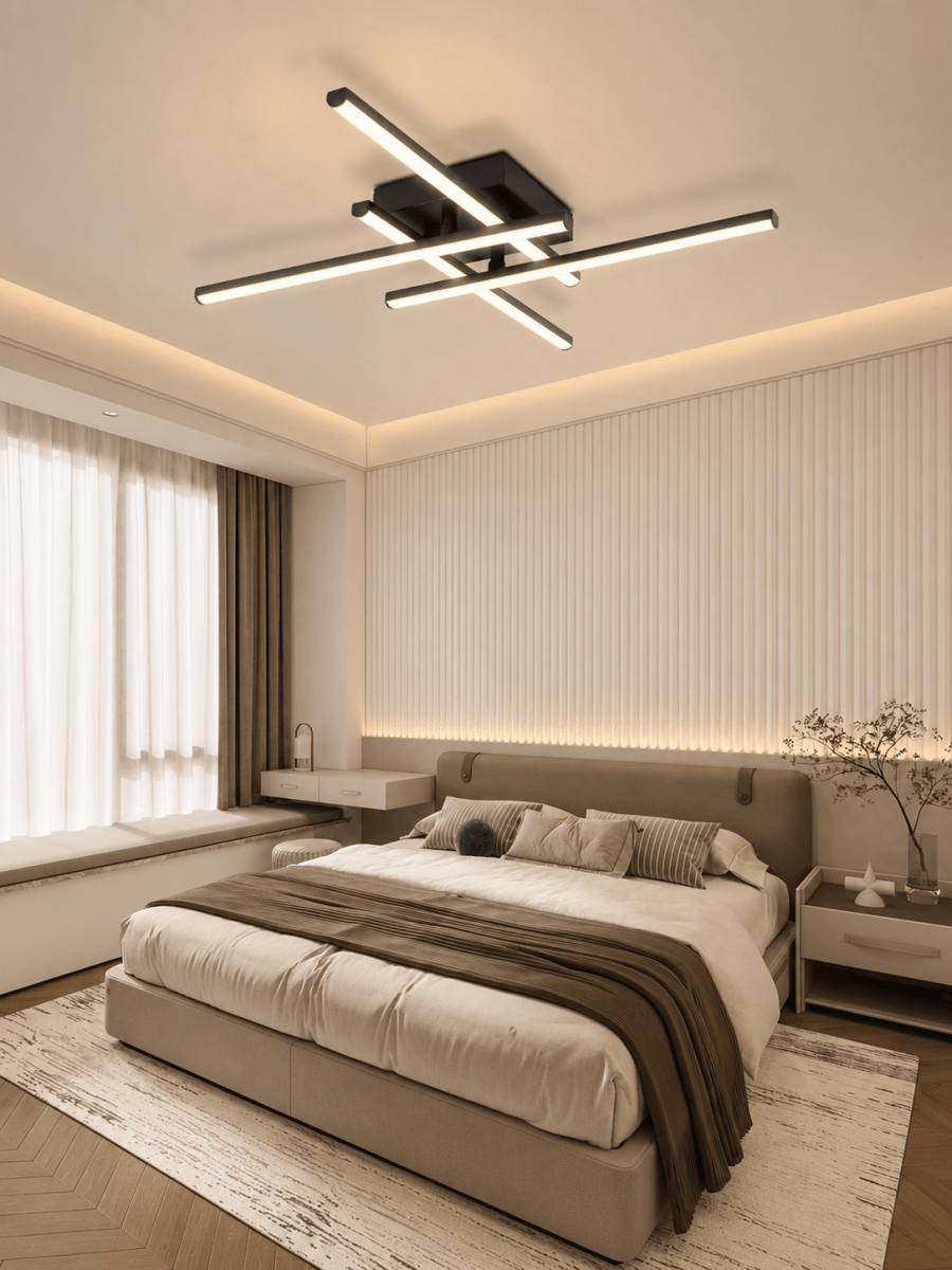 Plafonnier LED Design Géométrique Noir Angulaire — Luminaire Minimaliste Moderne | ANGULO™ - Lampes Design
