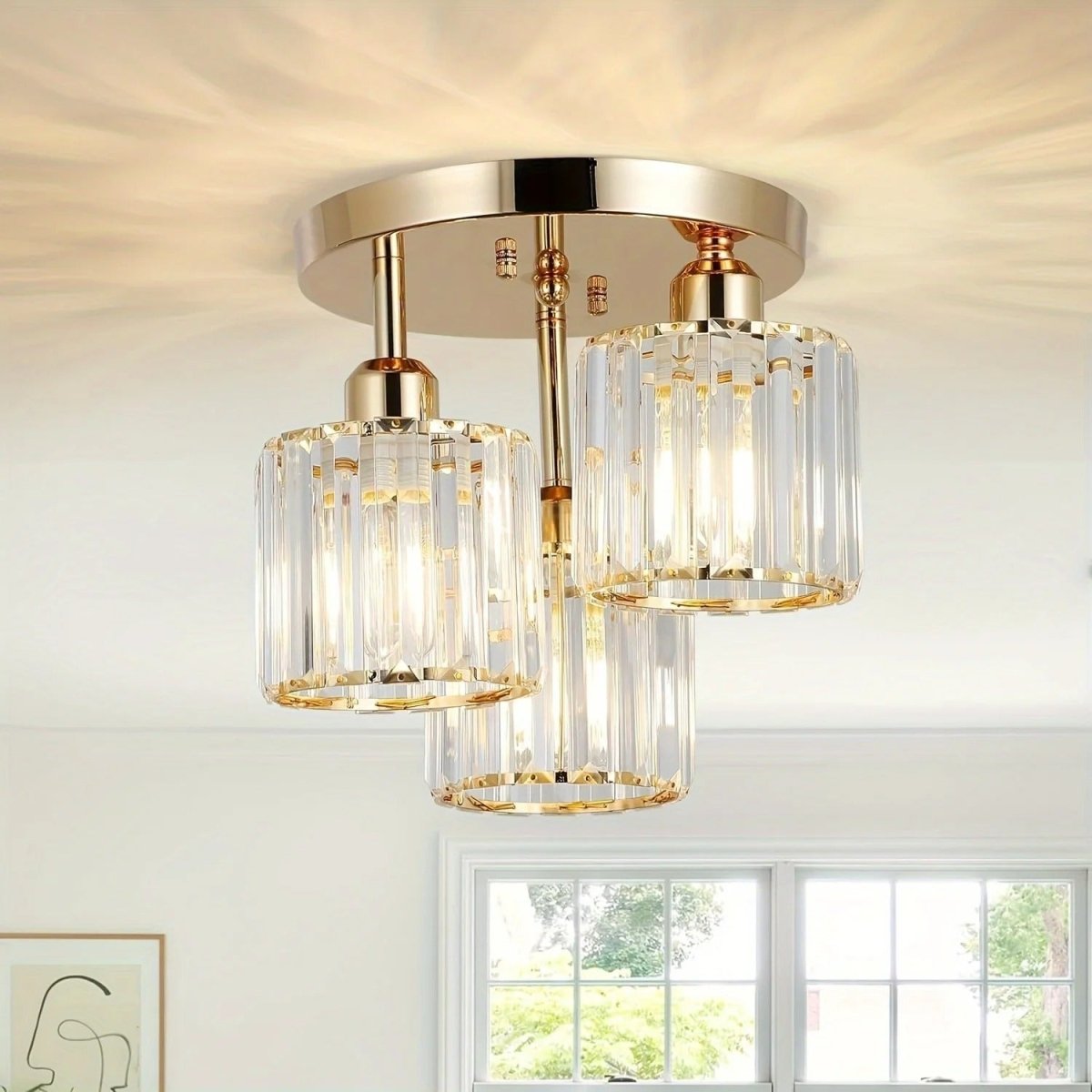 Plafonnier Moderne 3 Lumières en Cristal et Métal Doré | AURORE™ - Lampes Design