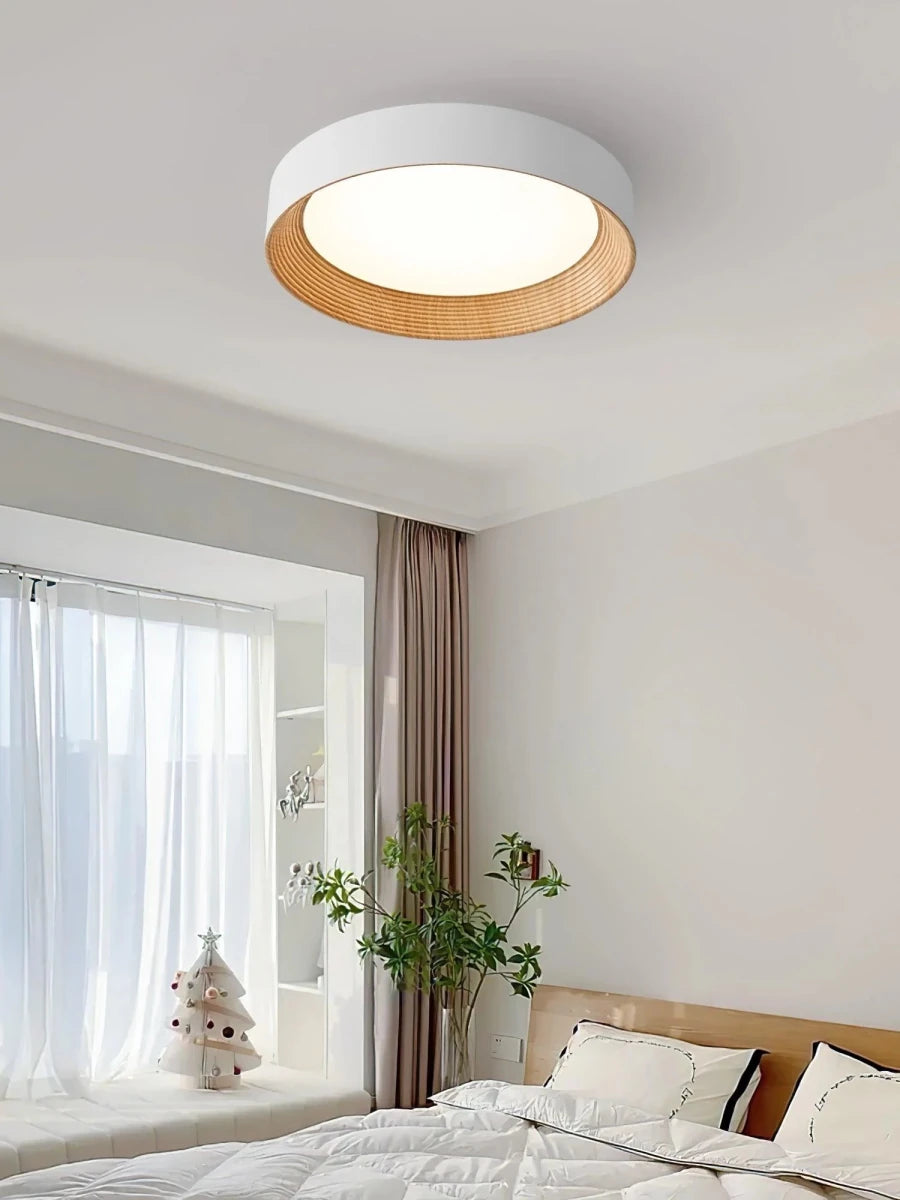 Plafonnier Rond en Bois Massif — Lampe Anti-Lumière Bleue Style Moderne | CERNE™ - Lampes Design