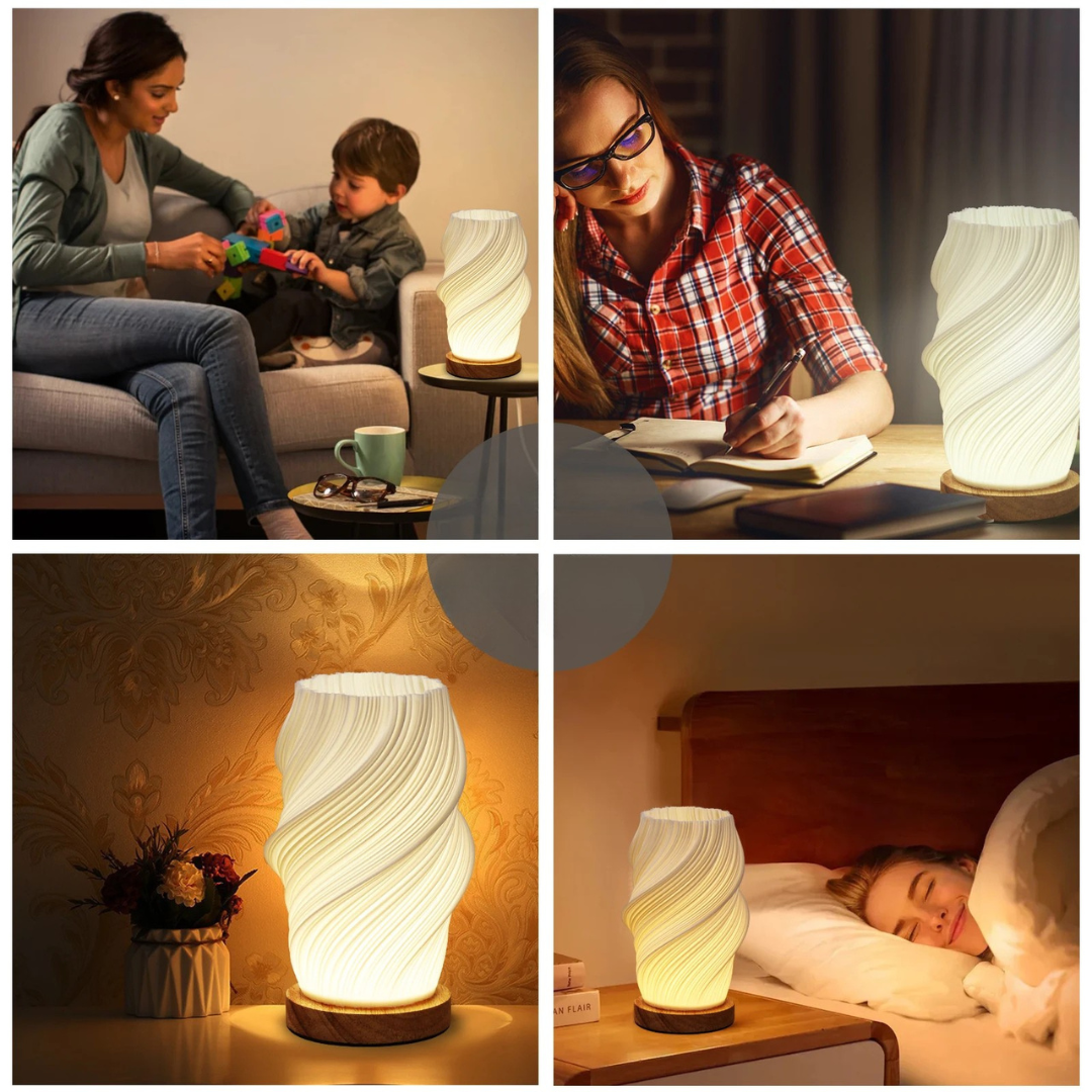 lampe de table Selena Wavecloud au design ondulé moderne et éclairage doux