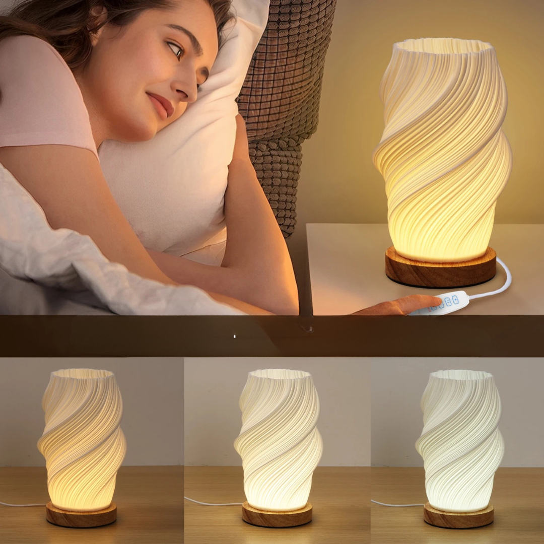 lampe de table Selena Wavecloud au design ondulé moderne et éclairage doux