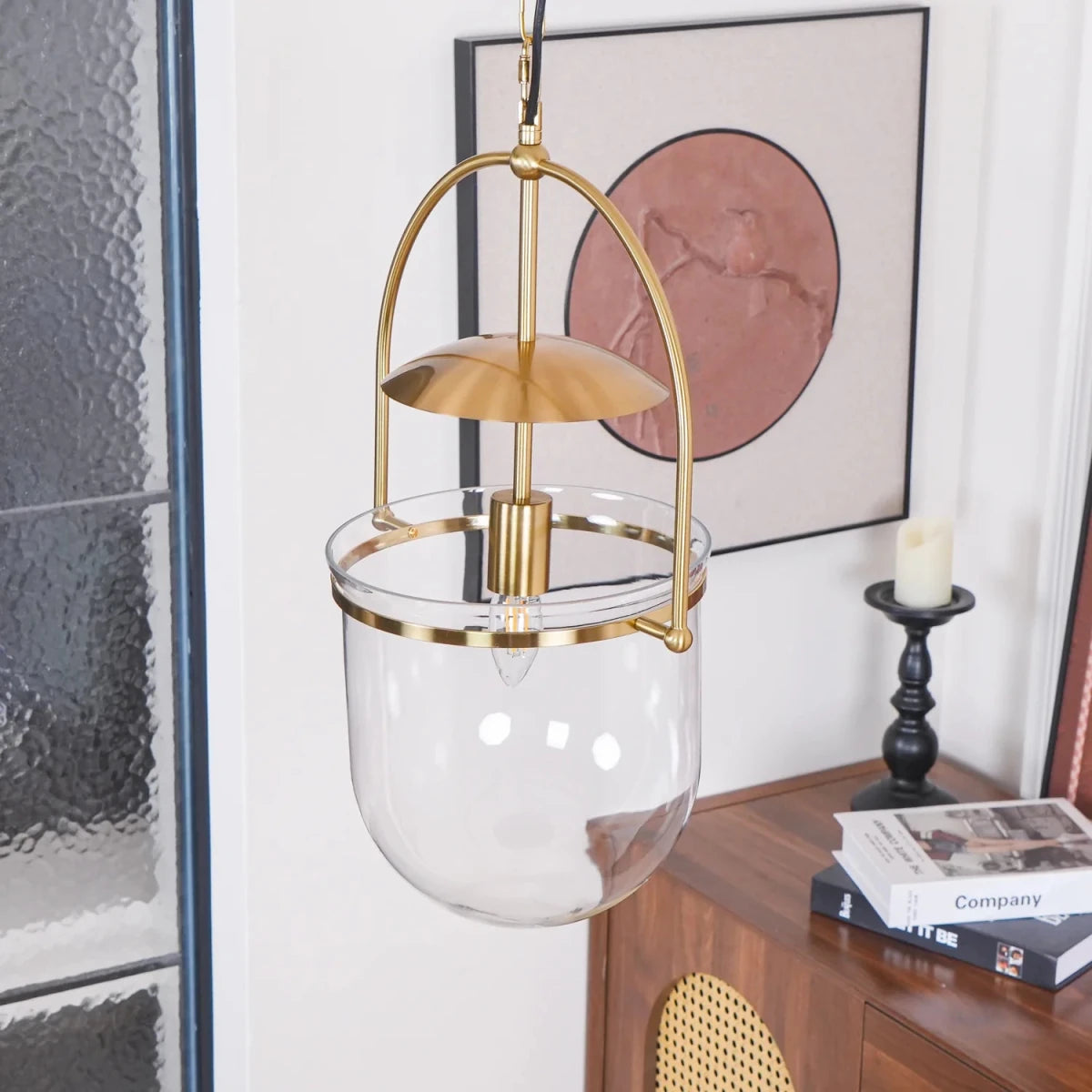 Suspension 3 Lumières Verre & Cuivre — Lustre Style Vintage Minimaliste | TOPAZE™ - Lampes Design