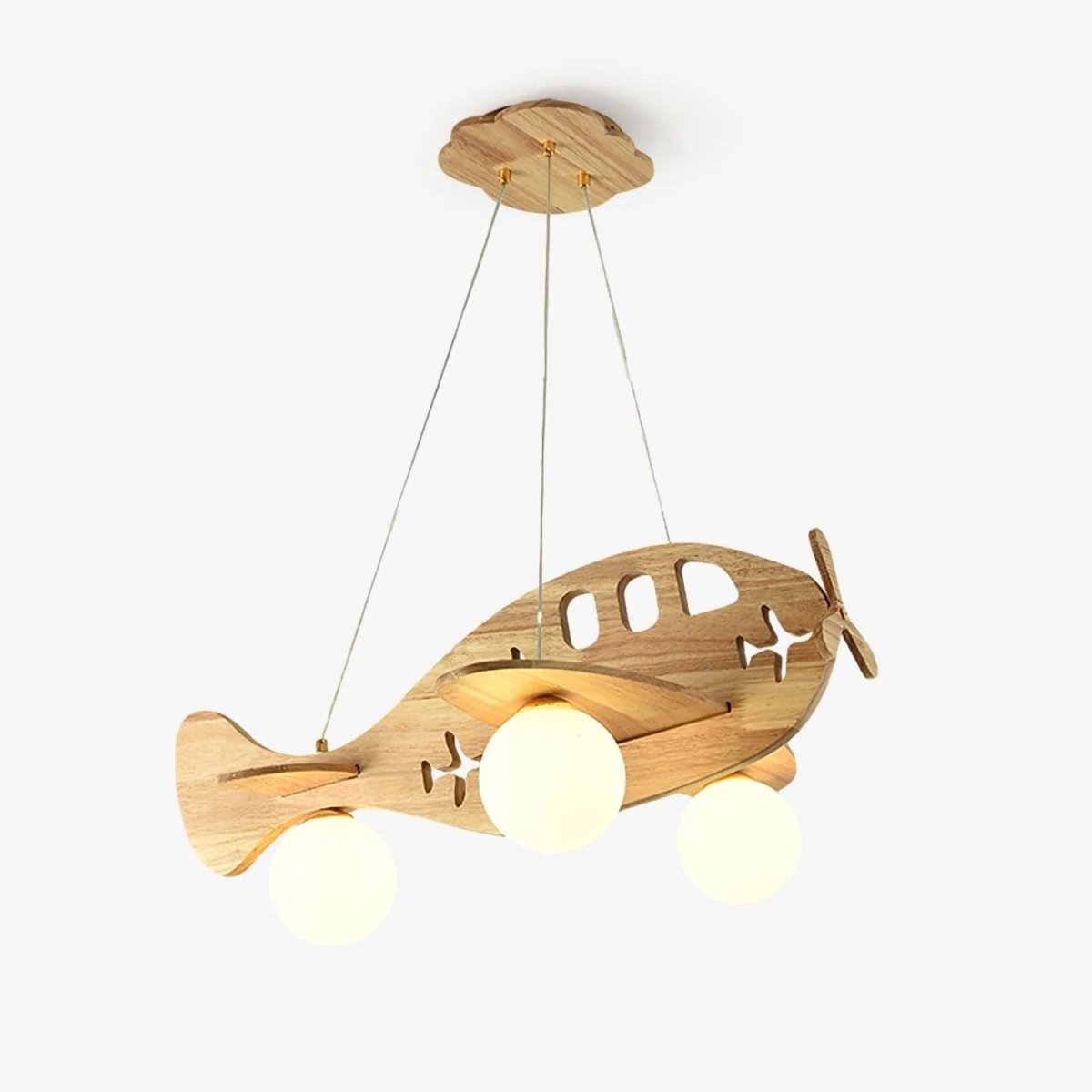 Suspension Avion en Bois et Verre — Plafonnier Design Ludique Chambre Enfant | AVIATEUR™ - Lampes Design