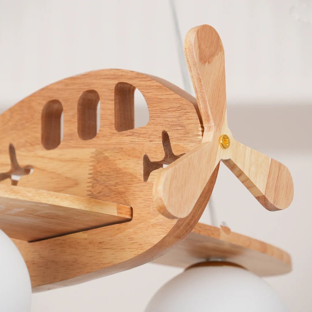 Suspension Avion en Bois et Verre — Plafonnier Design Ludique Chambre Enfant | AVIATEUR™ - Lampes Design
