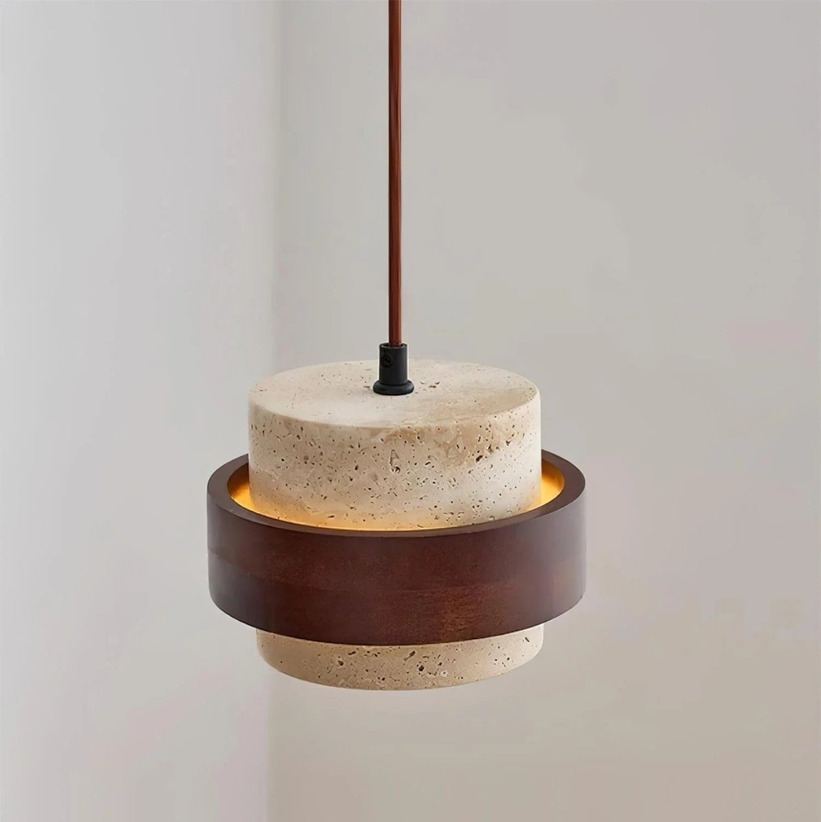 Suspension Design en Bois et Travertin — Luminaire Organique Style Wabi-Sabi | L'OASIS™ - Lampes Design