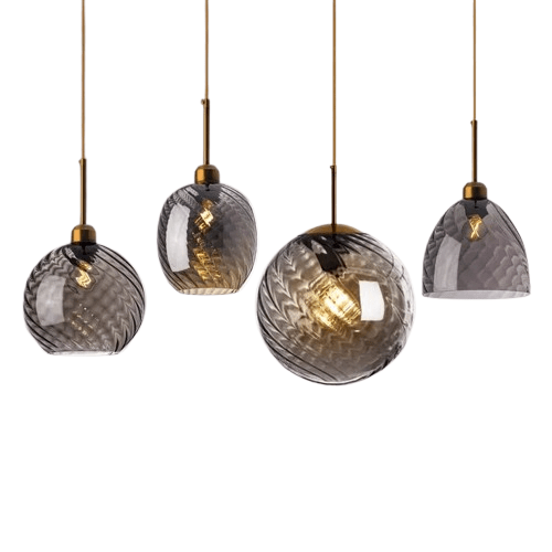 Suspension Design Nordique en Verre Texturé Ambre | Freya - Lampes Design
