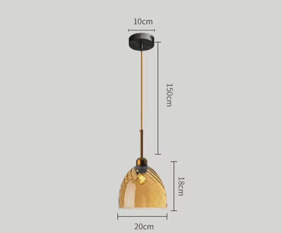 Suspension Design Nordique en Verre Texturé Ambre | Freya - Lampes Design