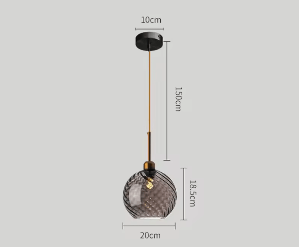 Suspension Design Nordique en Verre Texturé Ambre | Freya - Lampes Design