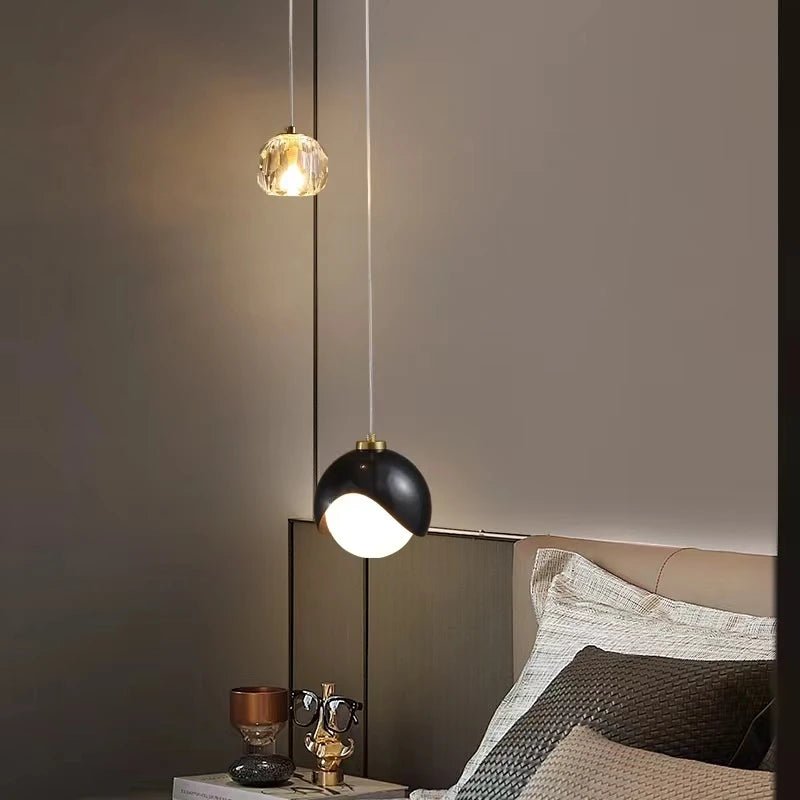 Suspension Double en Cristal et Métal — Chevet Design Épuré | PERLE™ - Lampes Design