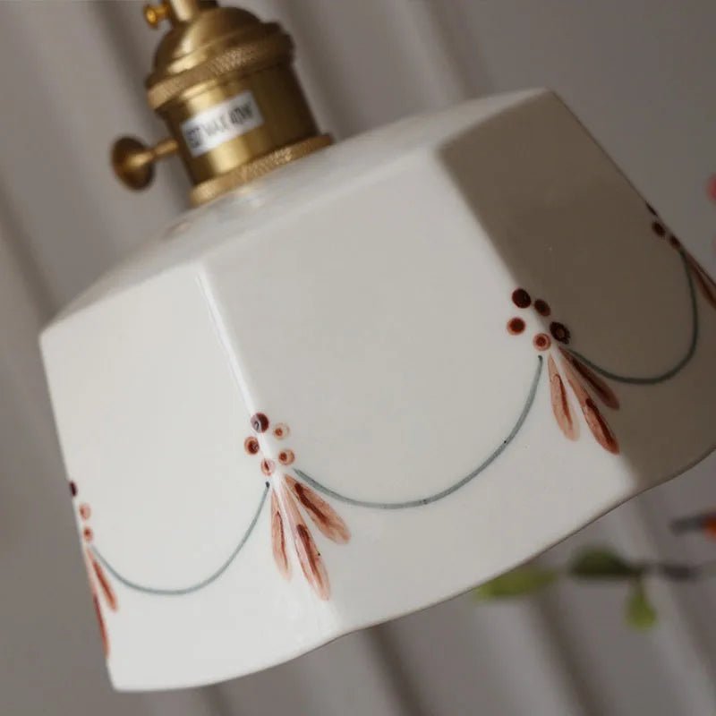 Suspension en Céramique et Laiton Émaillé — Rétro Japonais | NARA™ - Lampes Design