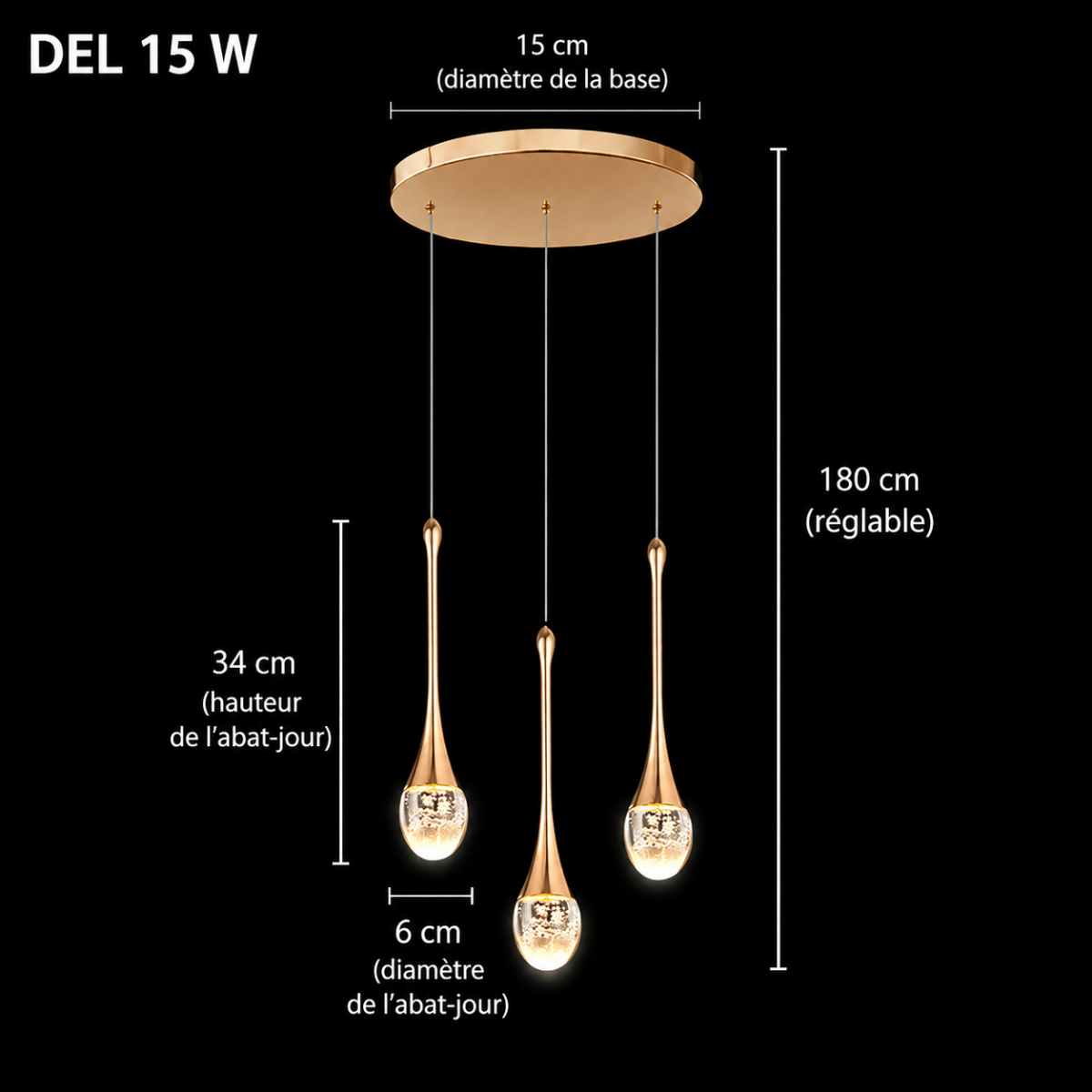 Suspension Goutte en Cristal à Bulles — 1 à 3 Têtes LED | BULLE™ - Lampes Design