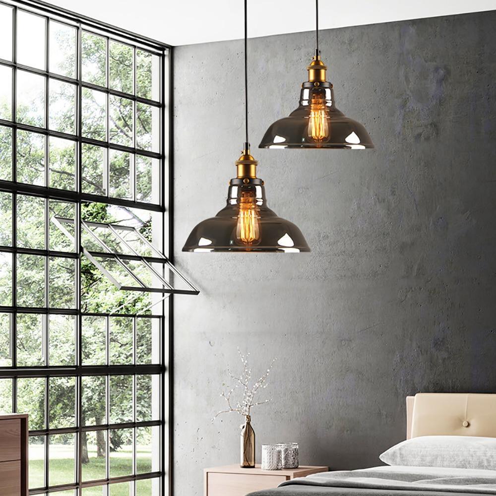 Suspension Industrielle en Verre Fumé et Laiton — Design Loft pour Salon ou Cuisine | FUME™ - Lampes Design