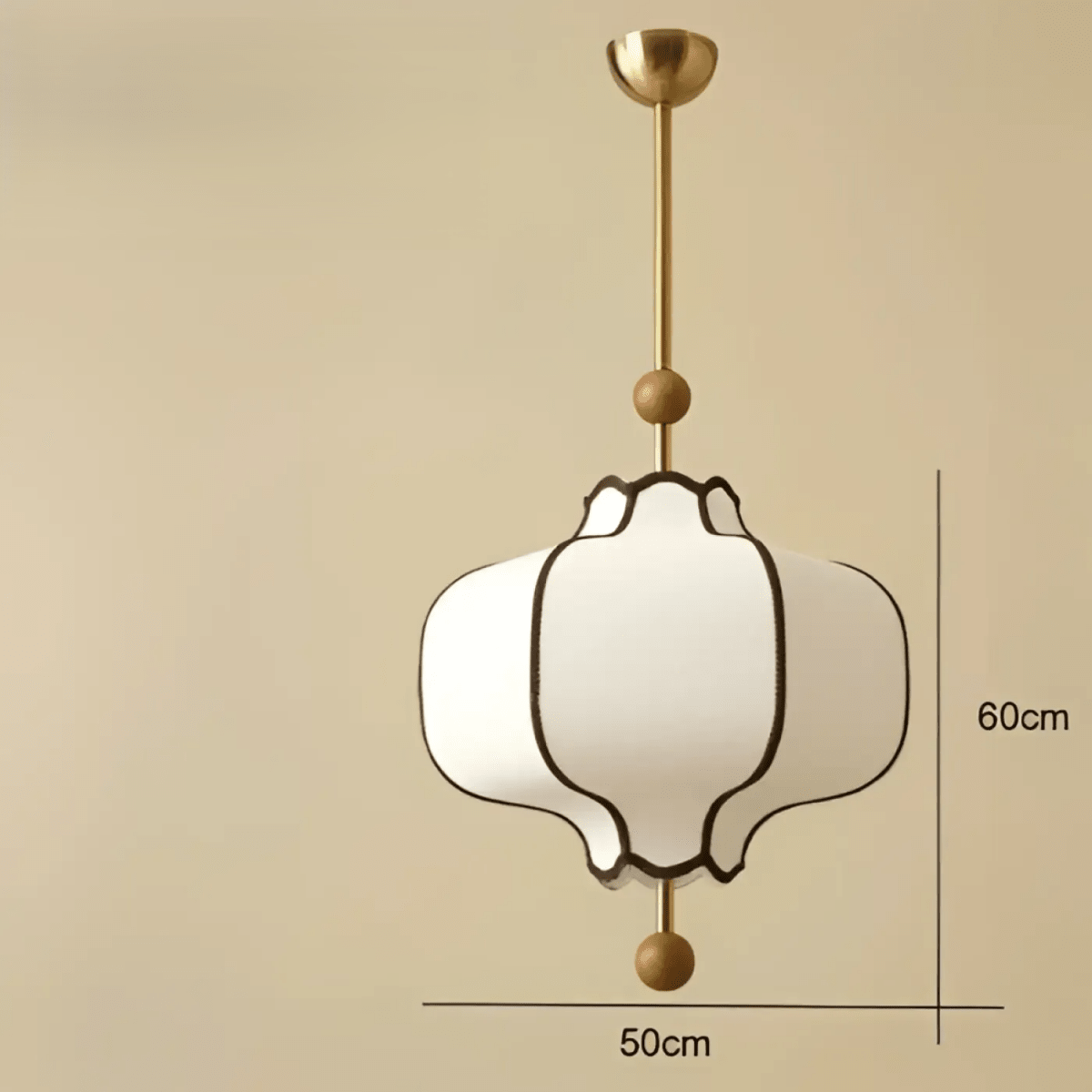 Suspension Lanterne en Tissu et Laiton — Lustre Vintage Style Japonais Chic | KOTO™ - Lampes Design