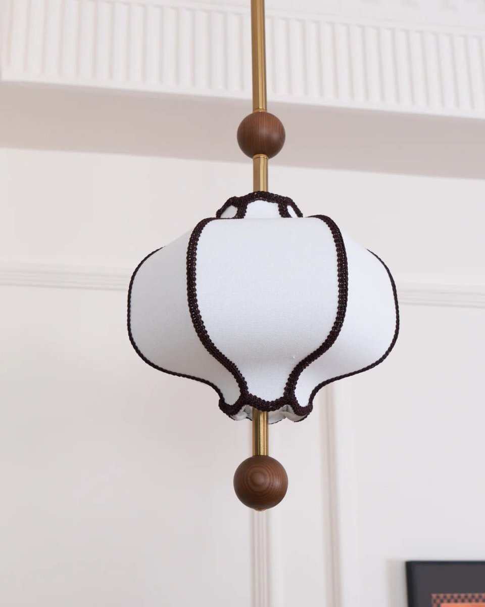 Suspension Lanterne en Tissu et Laiton — Lustre Vintage Style Japonais Chic | KOTO™ - Lampes Design