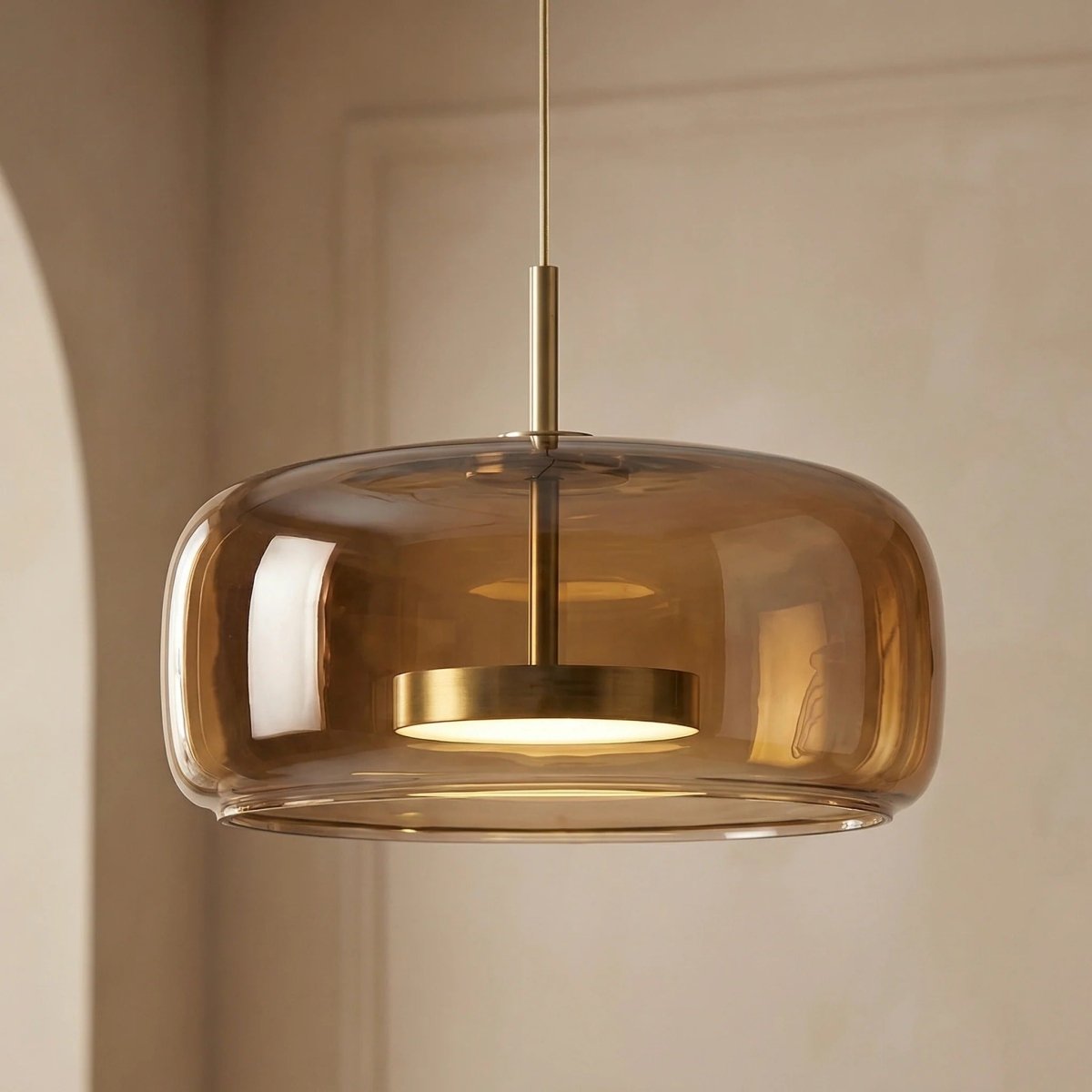 Suspension Luminaire en Verre Ambrée | LED Dimmable Design Contemporain - Lampes Design