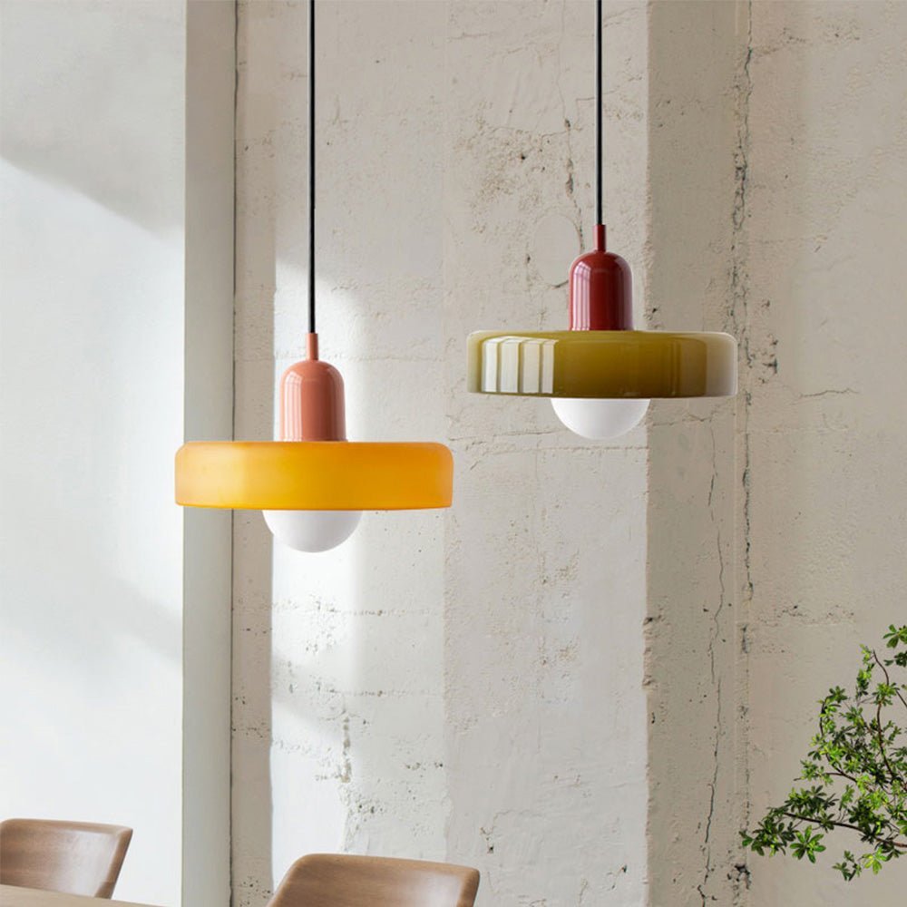 Suspension nordique rétro en verre coloré | Freya - Lampes Design