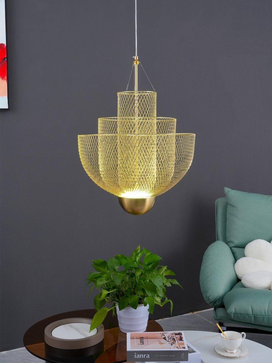 Suspension Sphère Grille Métallique — Lustre Minimaliste Style Néerlandais | MAILLE™ - Lampes Design