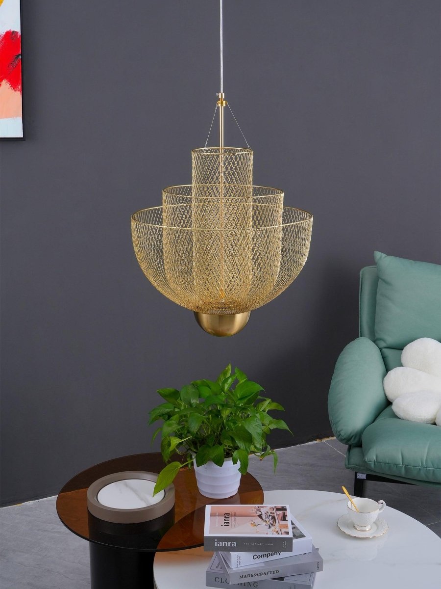 Suspension Sphère Grille Métallique — Lustre Minimaliste Style Néerlandais | MAILLE™ - Lampes Design