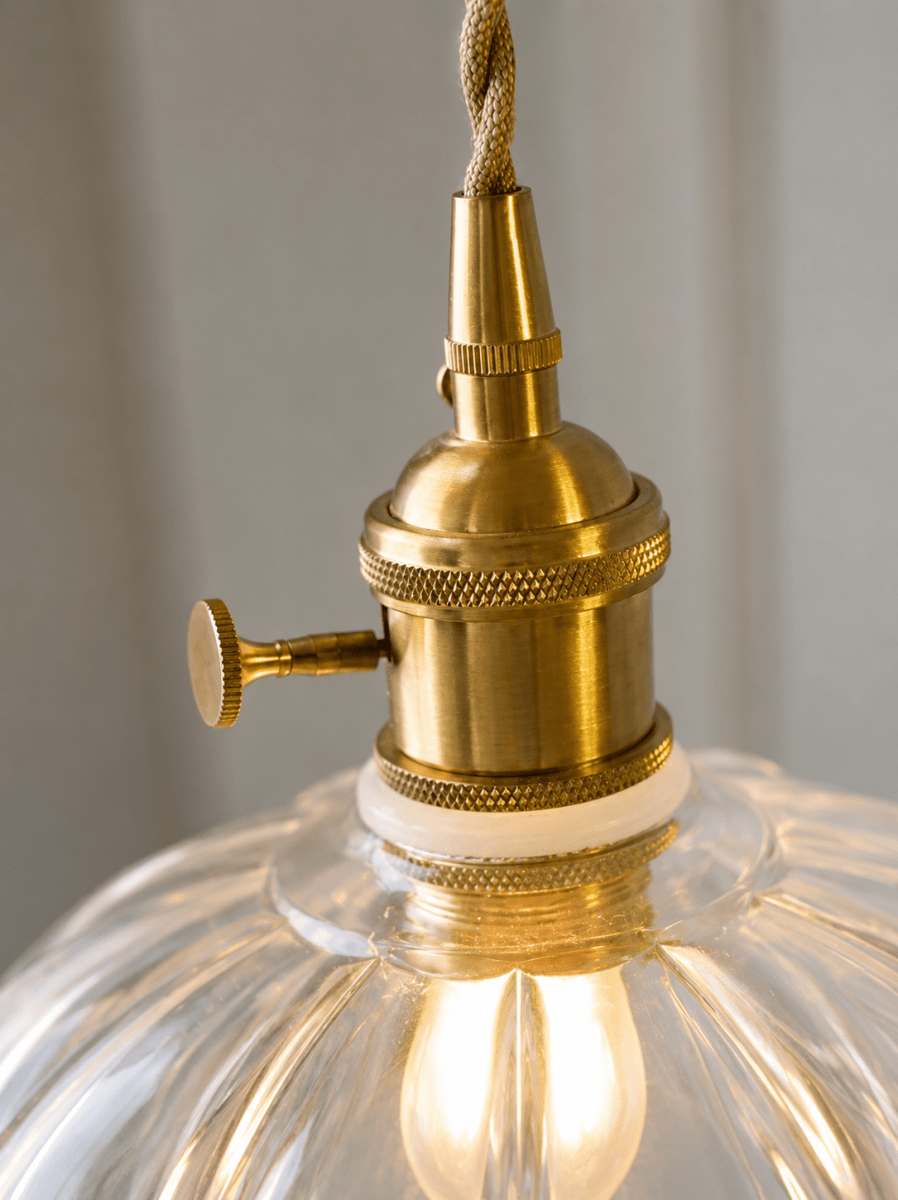 Suspension Verre Soufflé Vintage Shanghai — Luminaire Rétro Cuivre Poli | CANTON™ - Lampes Design