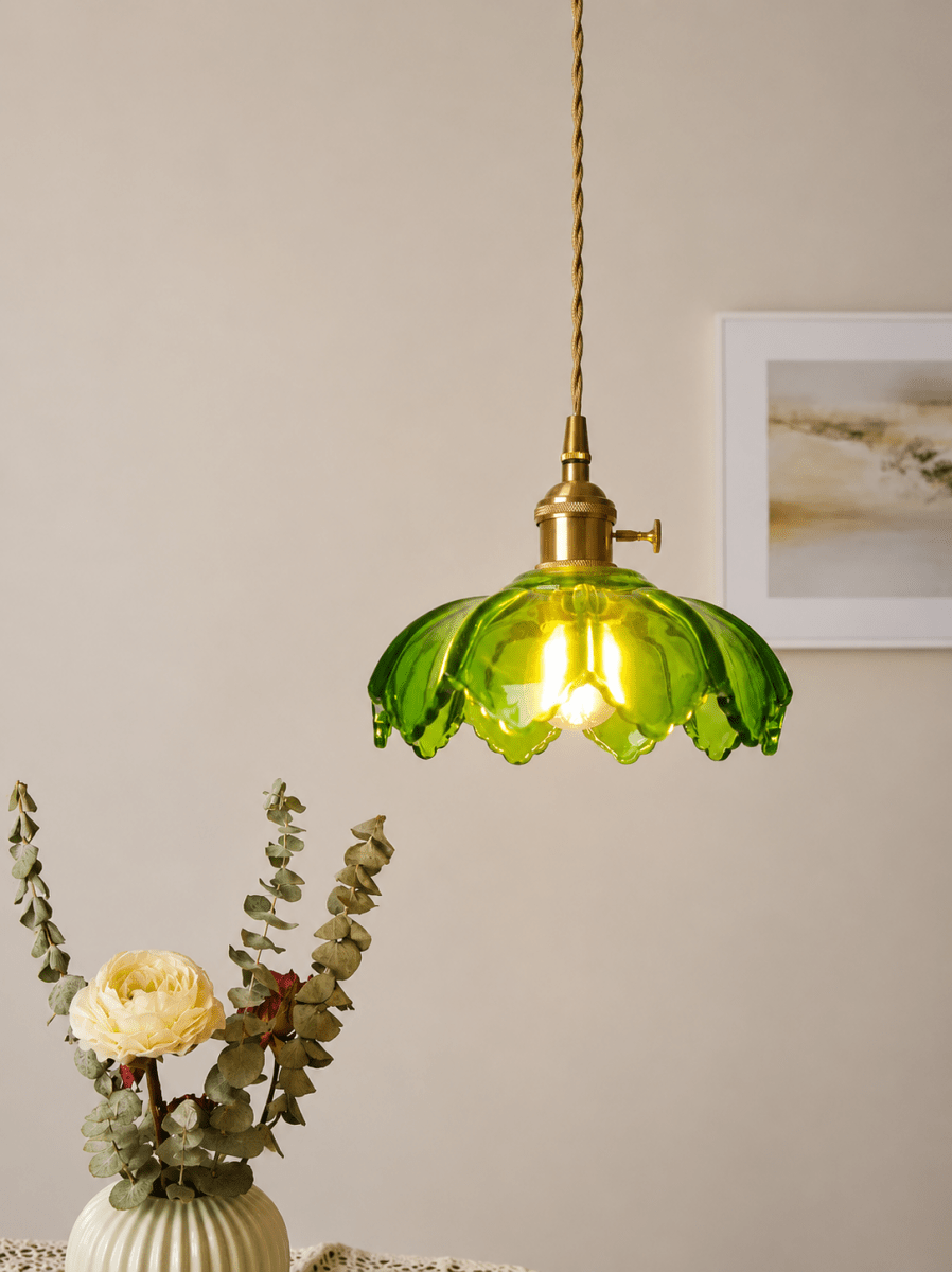 Suspension Verre Soufflé Vintage Shanghai — Luminaire Rétro Cuivre Poli | CANTON™ - Lampes Design