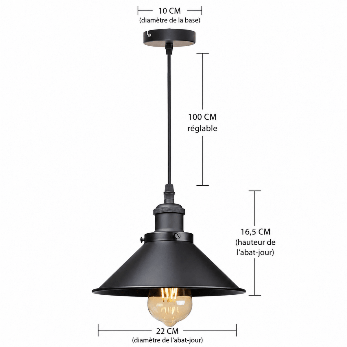 Suspension Vintage Loft Rétro en Métal — E27, Nombreux Coloris | DATCHA™ - Lampes Design