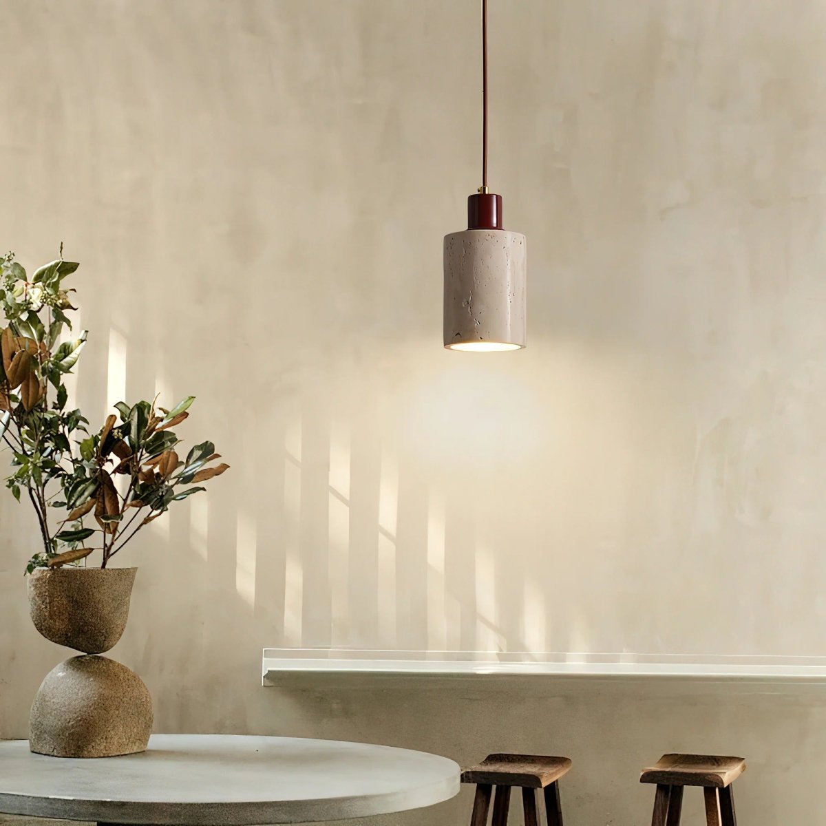 Suspension Wabi - Sabi en Travertin Naturel Créative | Wabi - Lampes Design