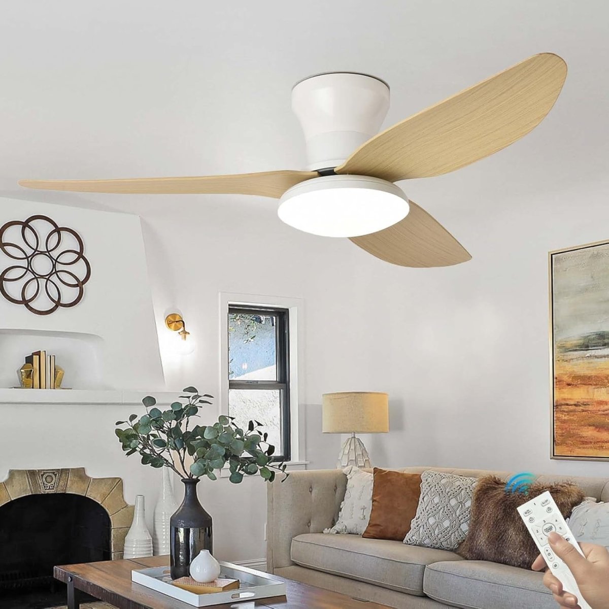 Ventilateur de Plafond Silencieux Moteur DC avec Éclairage LED pour Chambre et Salon | BRISE™ - Lampes Design