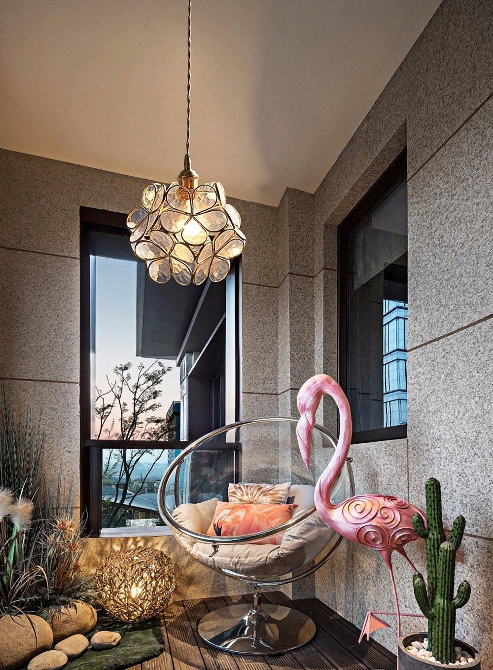 Suspension Fleur en Verre Émaillé & Cuivre — Petit Lustre Style Rétro Luxueux | TULIPE™