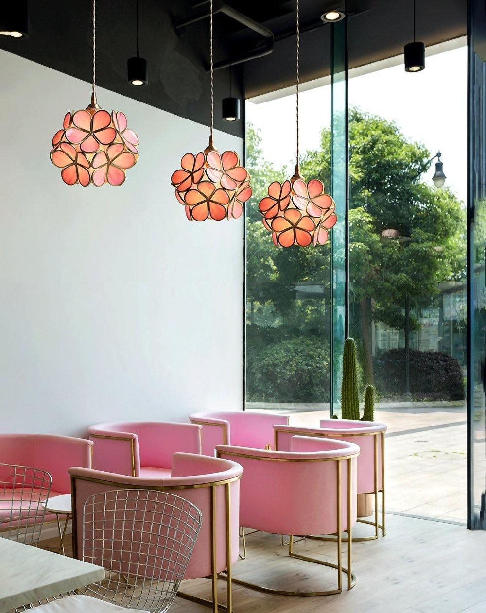 Suspension Fleur en Verre Émaillé & Cuivre — Petit Lustre Style Rétro Luxueux | TULIPE™