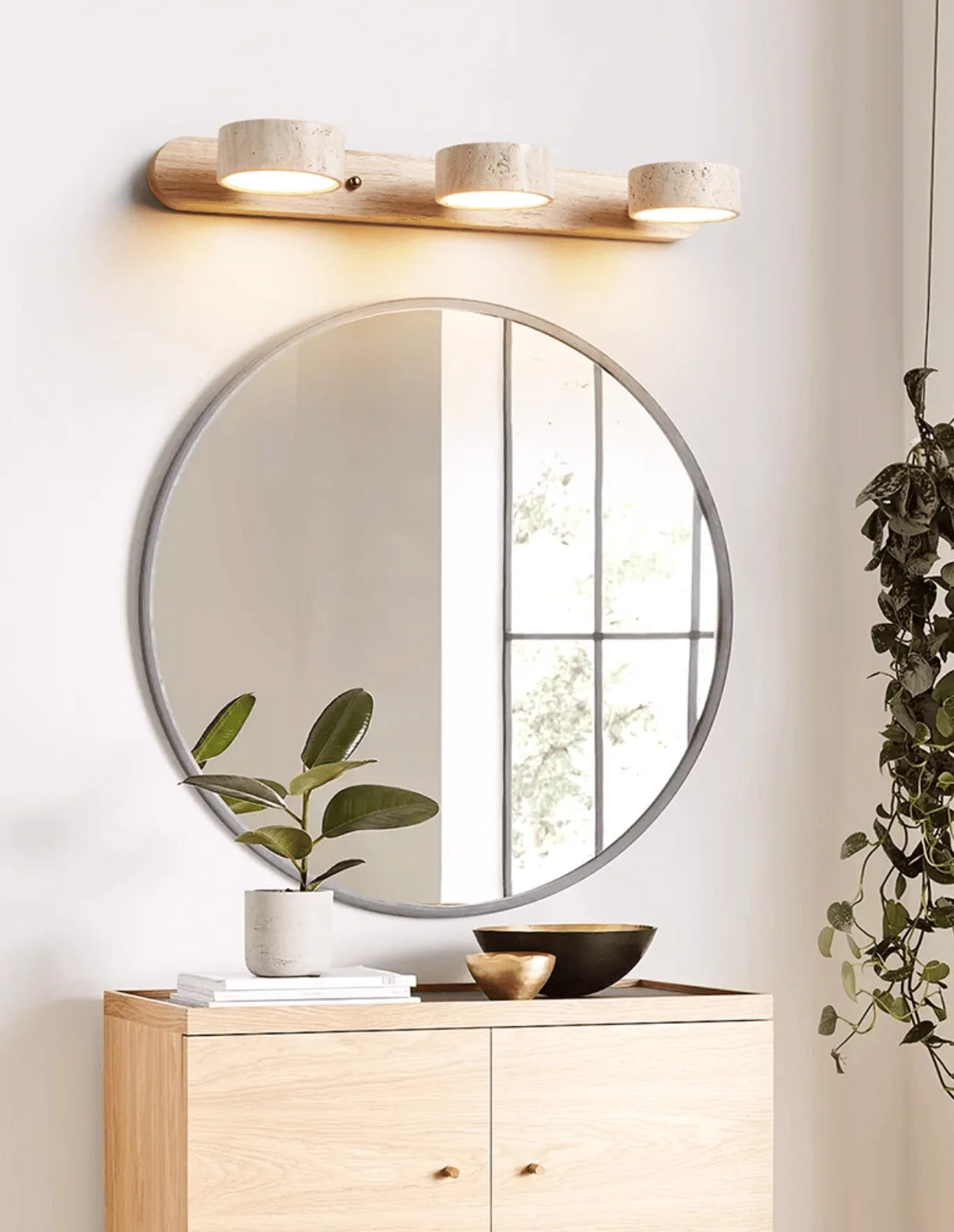 Applique Murale Travertin Duo Rotative Wabi-Sabi — Luminaire Minéral Salle de Bain | CALANQUE™