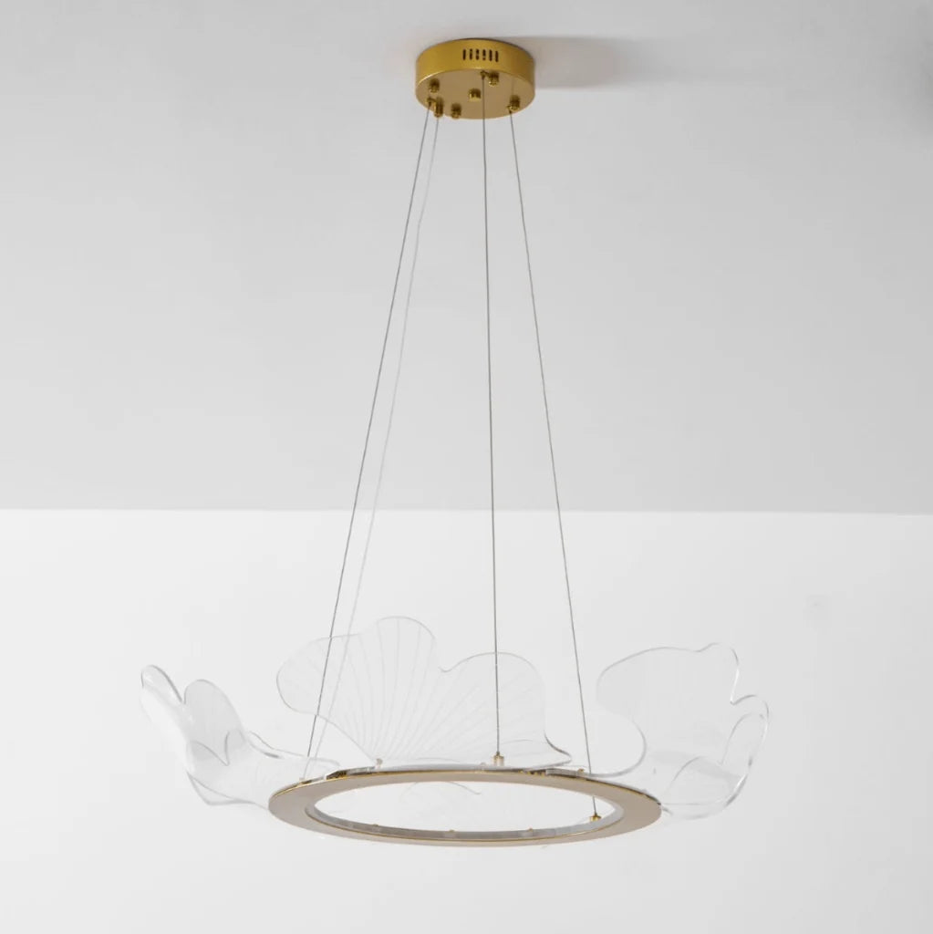 Suspension Anneau en Acrylique Façon Pétales — Lustre Style Art Déco | AURÉOLE™