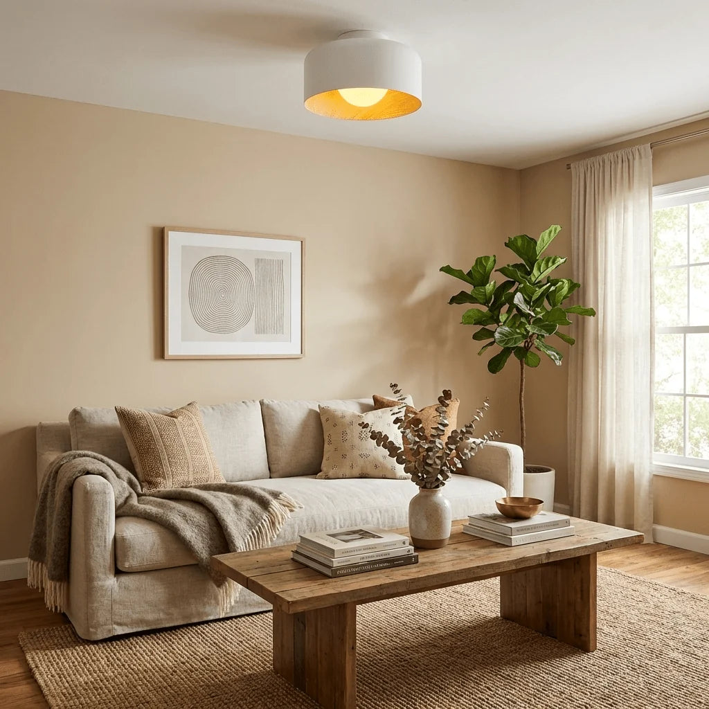Plafonnier Rond Effet Bois Intérieur | TAMBOUR™