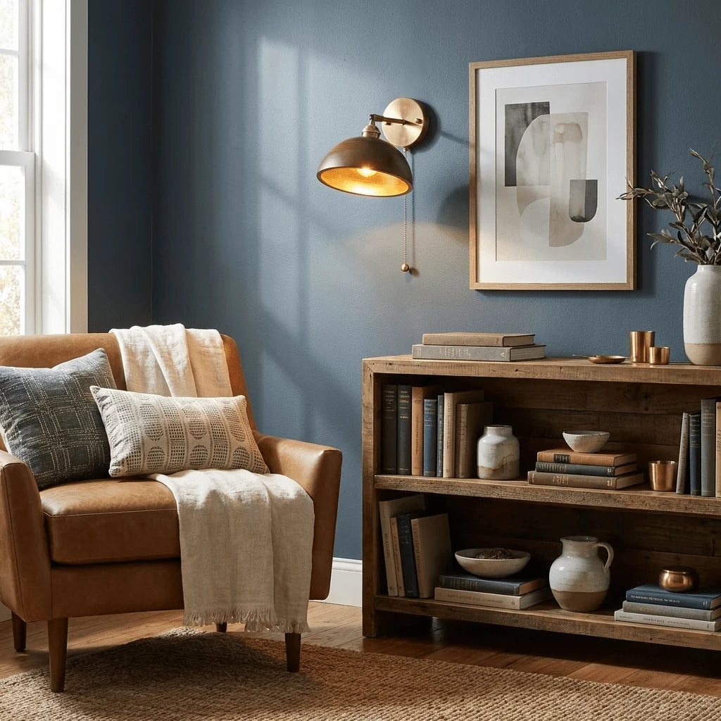 Applique Murale Cône en Bois de Noyer et Laiton — Style Edison Vintage | CHAPEAU™