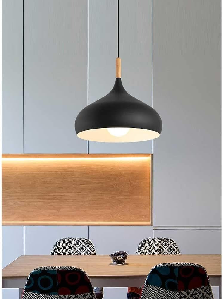Suspension Champignon Style Scandinave en Métal et Bois - Luminaire Design E27