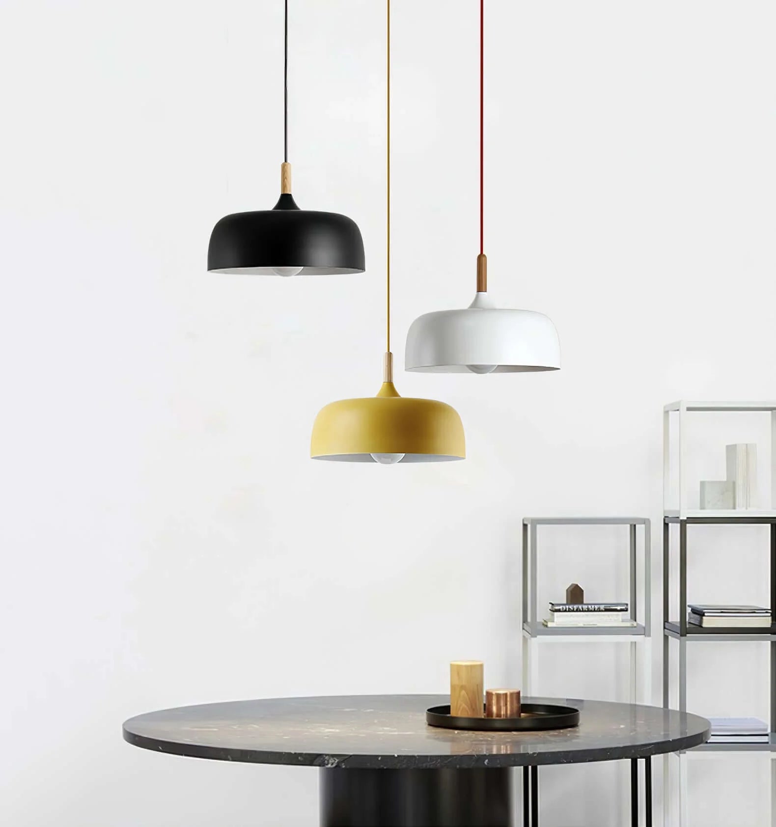 Suspension Disque en Fer & Bois — Lustre Style Nordique Contemporain | PALET™