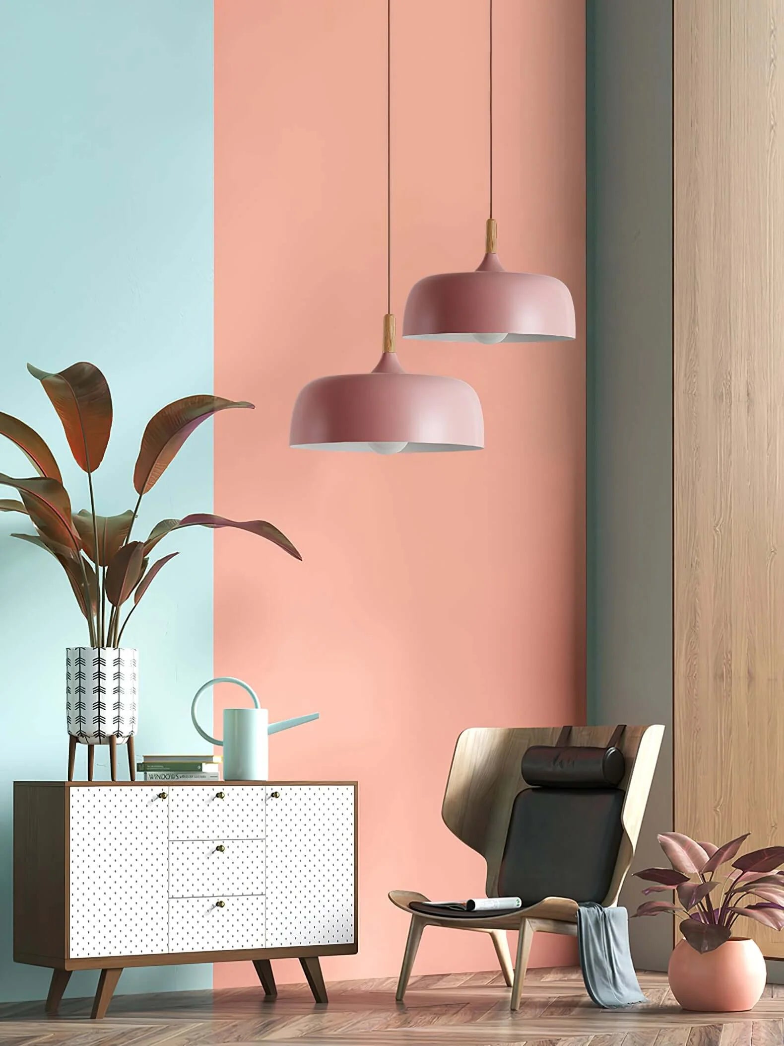 Suspension Disque en Fer & Bois — Lustre Style Nordique Contemporain | PALET™