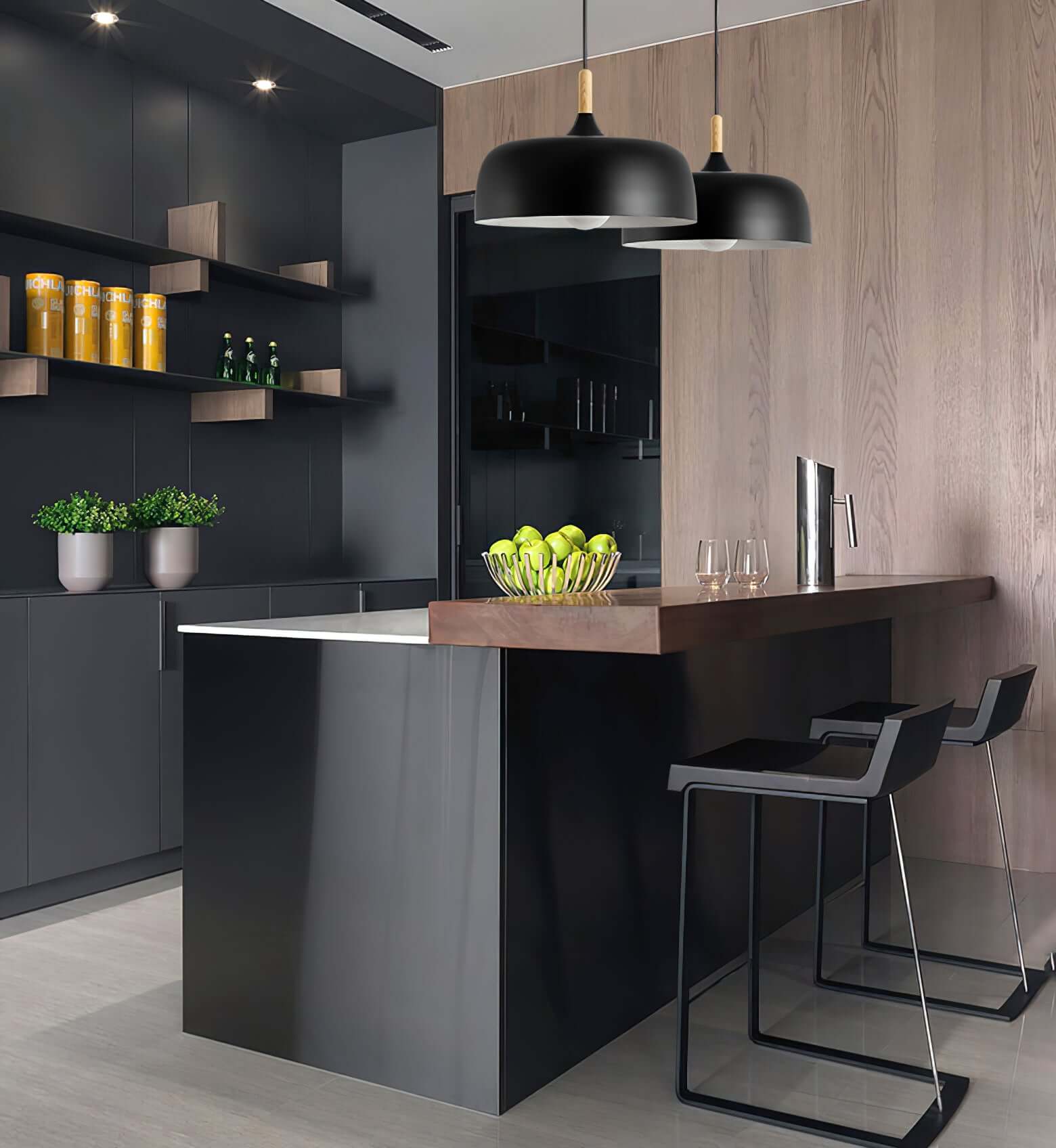 Suspension Disque en Fer & Bois — Lustre Style Nordique Contemporain | PALET™