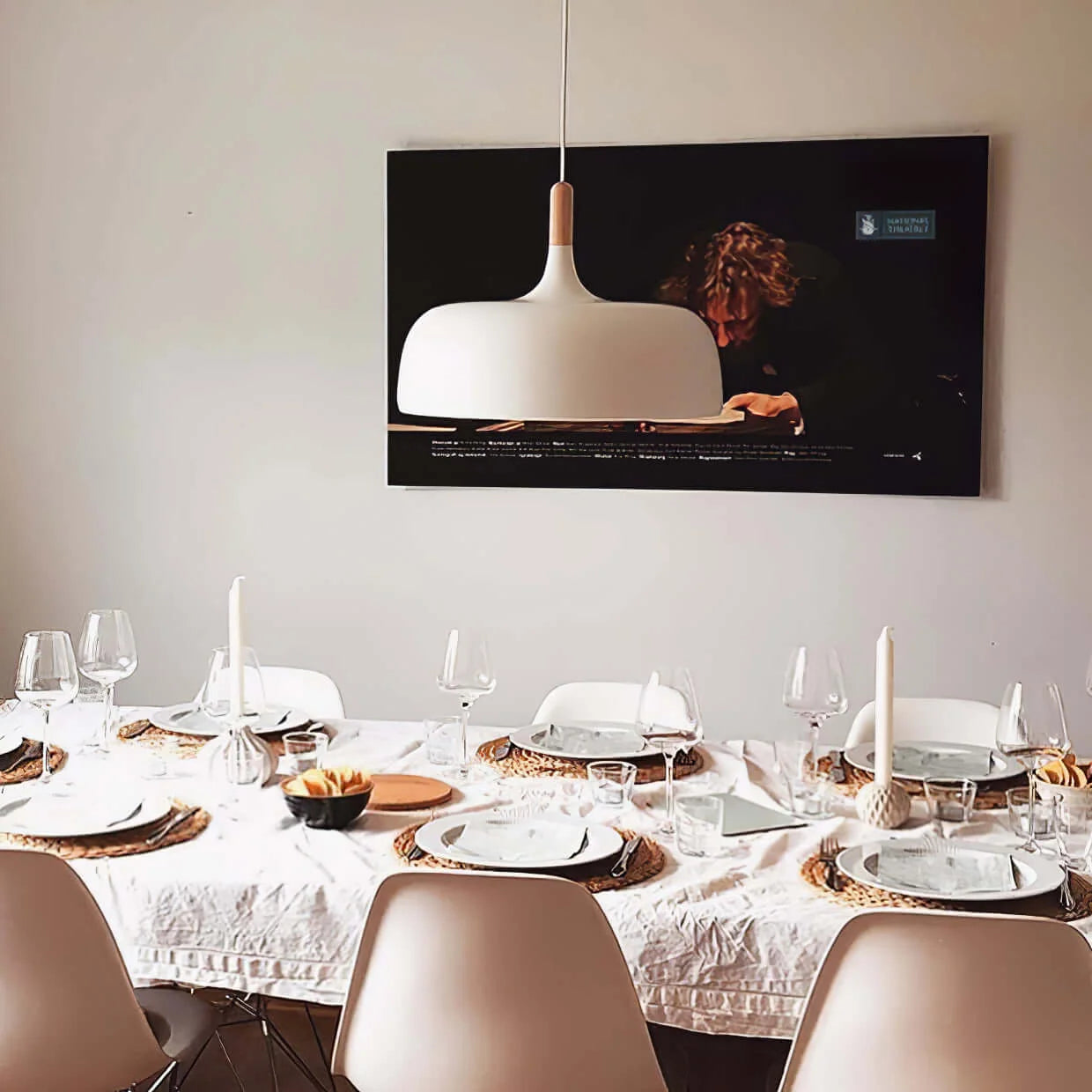 Suspension Disque en Fer & Bois — Lustre Style Nordique Contemporain | PALET™